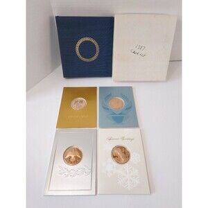 Holiday Cards By The Franklin Mint 1987 Bronze Medallions in Book